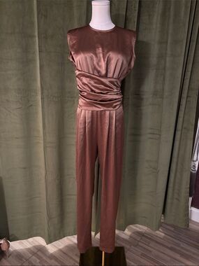 NWT Nonchalant Satin Sleeveless Jumpsuit in Dusky Rose, S